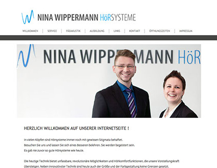 Refrenz Bild Startseite von www.wippermann-hoersystem.de . Kunde Nina Wippermann Hörsysteme in Düsseldorf