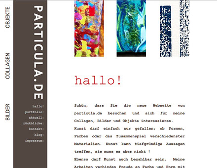 Referenz Bild von Startseite www.particula.de, Kunde: freier Künstler Guido Scholz , Haan