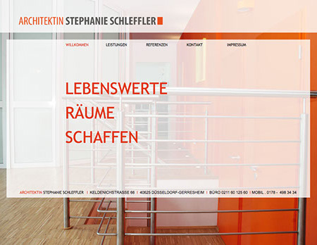 Bild Startseite von www.archtiektin-schleffler.de Referenz Gestaltung Internetseite für Architektin Stephanie Schleffler
