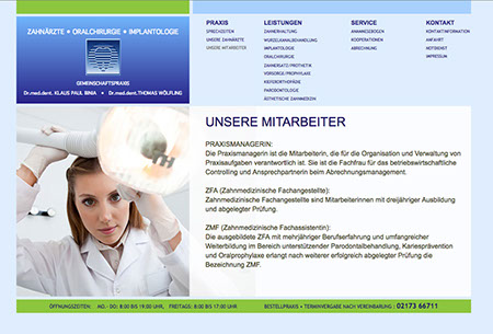 Referenz Bild Mitarbeiterseite Zahnarztteam Gemeinschaftspraxis Zanhärtzte und Kieferchirurgie Monheim