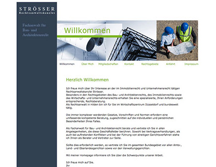 Referenzbild Internetauftritt Rechtsanwalt für Bau- und Immobilienrecht  Patrick Strösser in Hilden